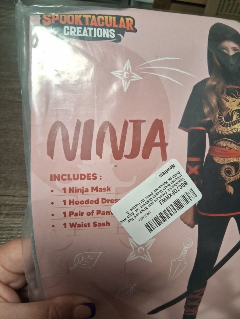 Ninja Costume Halloween Cosplay Girls Size 5-7 Years - Picture 3 of 4